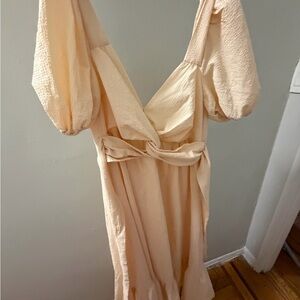 Astr Cream Long Sleeve Dress with Puff Sleeves